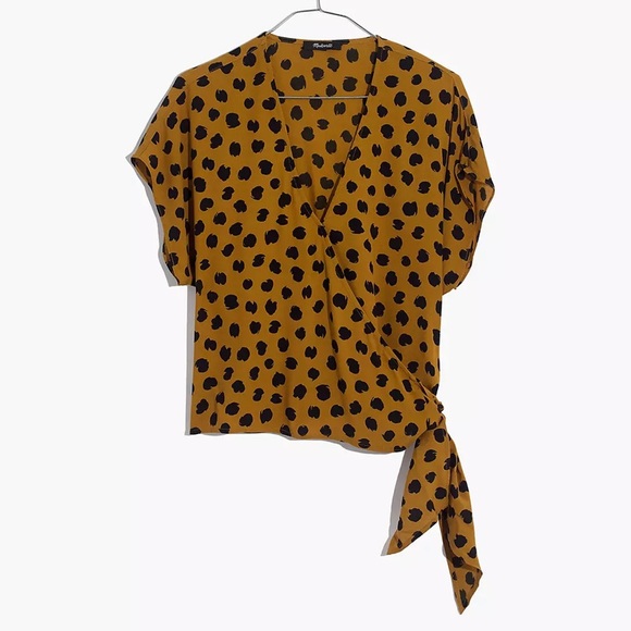 Madewell Leopard Wrap Top, Sz Small - Picture 3 of 7